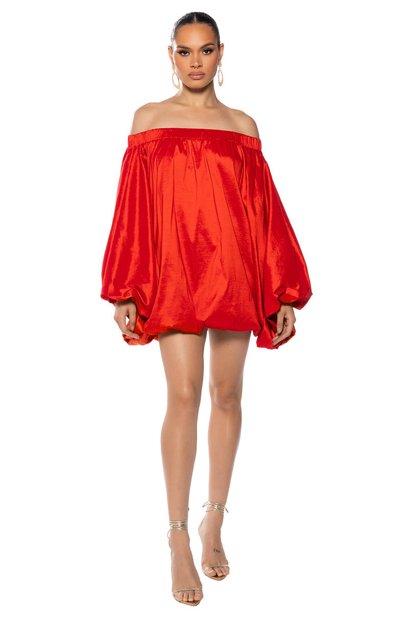 ALL BY MYSELF LONG SLEEVE FLOWY MINI DRESS