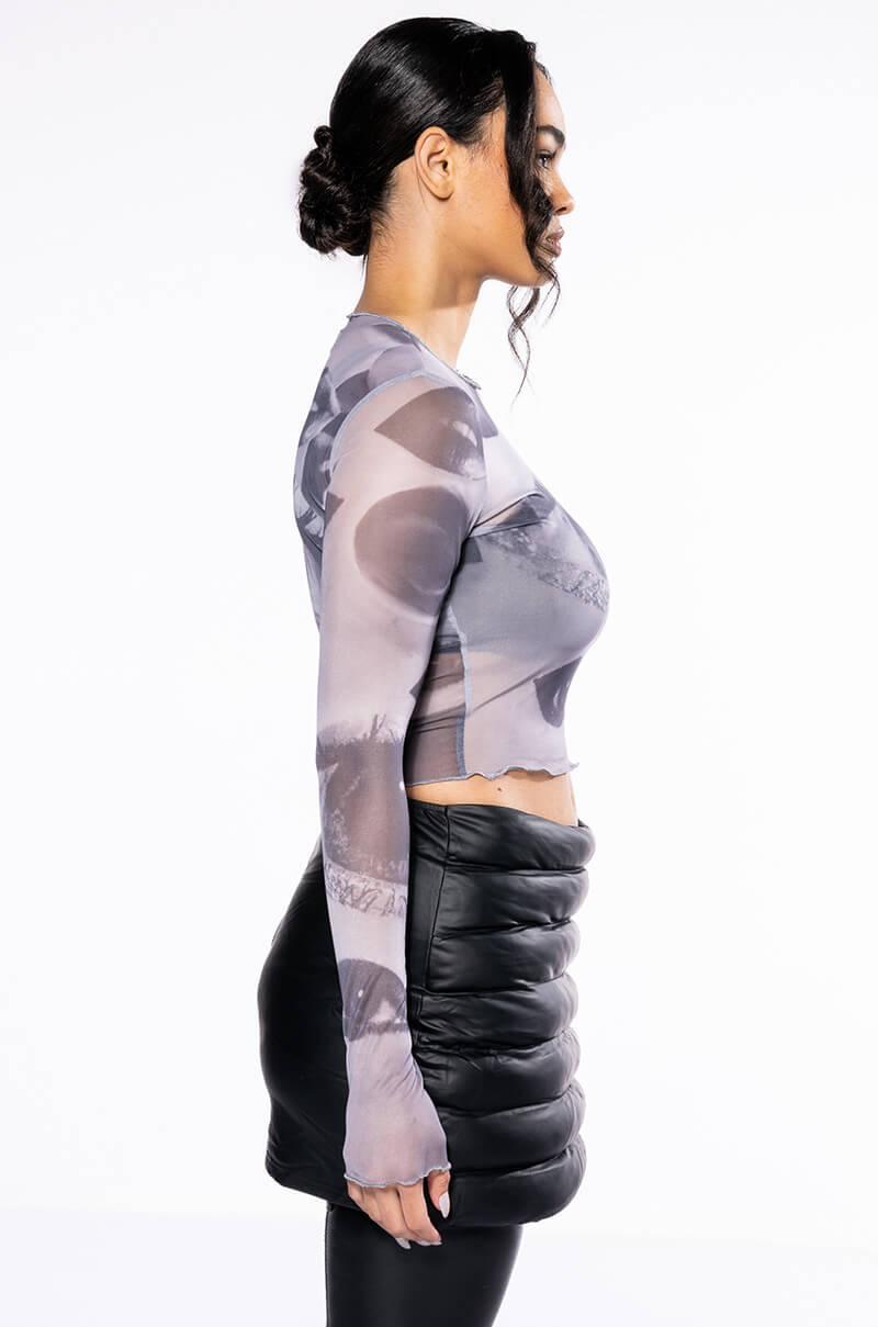 ALL EYES ON YOU LONG SLEEVE MESH TOP
