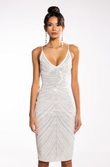 ALL IN ALL OVER RHINESTONE MIDI DRESS