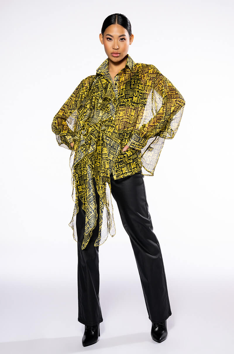 ALL OVER ASYMMETRICAL BUTTONDOWN BLOUSE