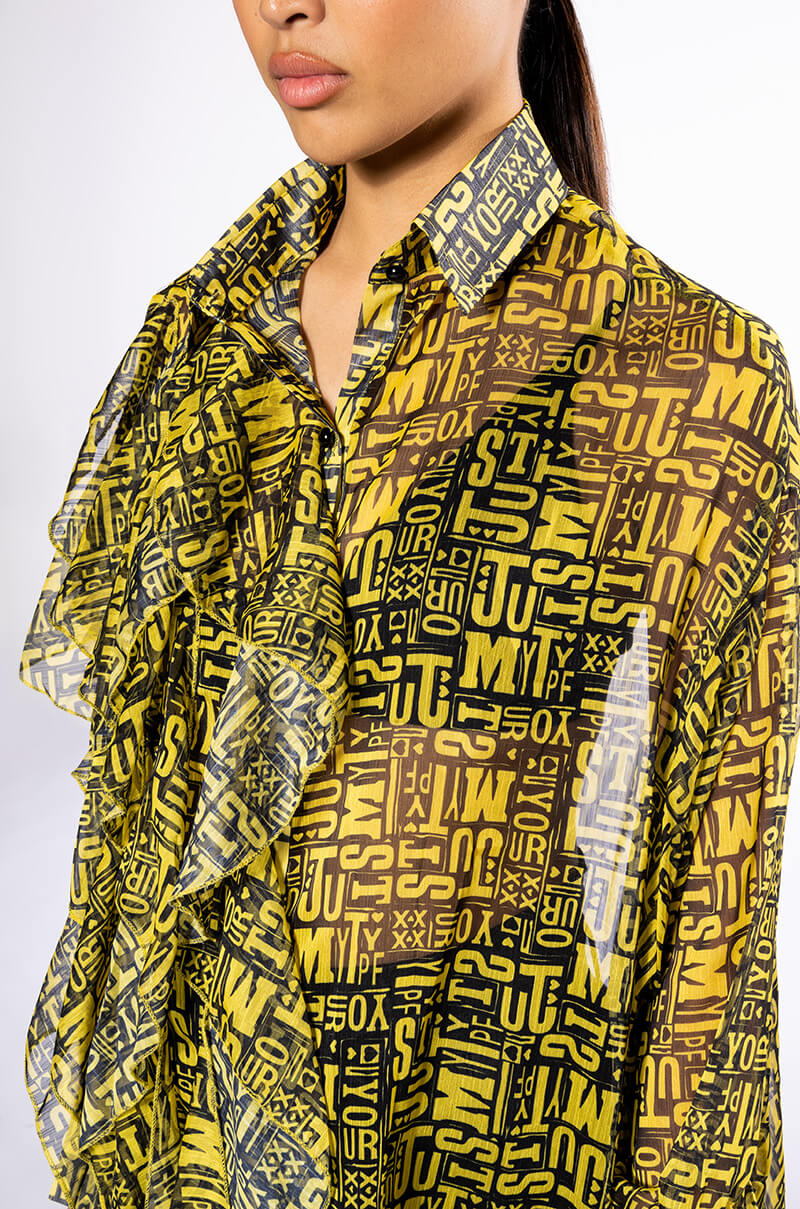 ALL OVER ASYMMETRICAL BUTTONDOWN BLOUSE