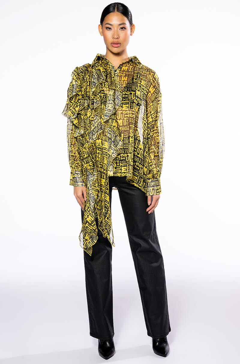 ALL OVER ASYMMETRICAL BUTTONDOWN BLOUSE