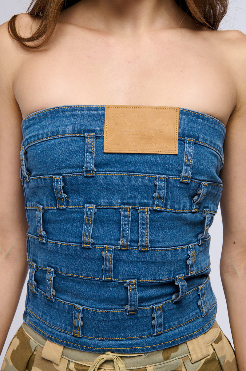 ALL OVER DENIM CORSET TOP