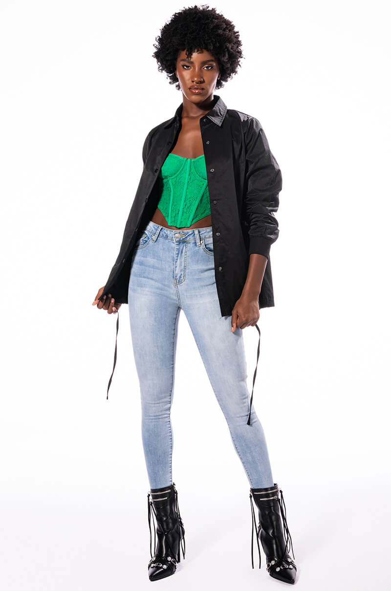 ALL OVER BACK LACE SKINNY JEANS