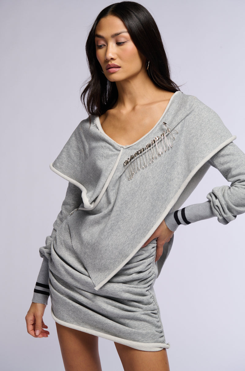 ALL PATCHED UP SAFETY PIN MINI DRESS