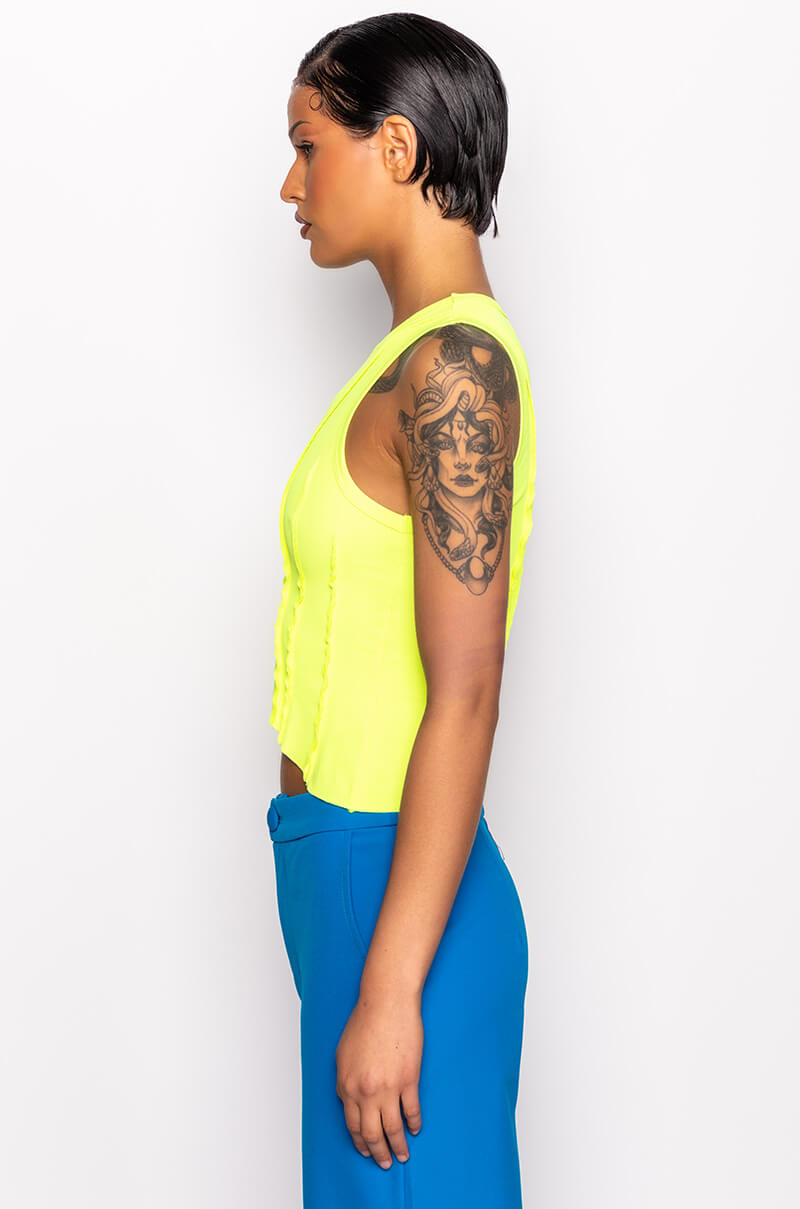 ALL SMILES EXPOSED SEAMS CREW NECK TANK