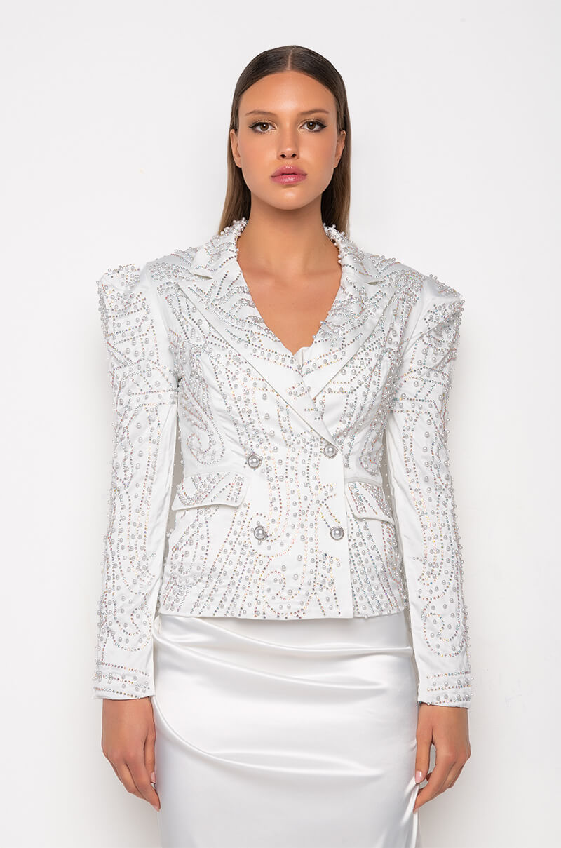 ALL THAT GLITTERS PEARL EMBELLISHED BLAZER