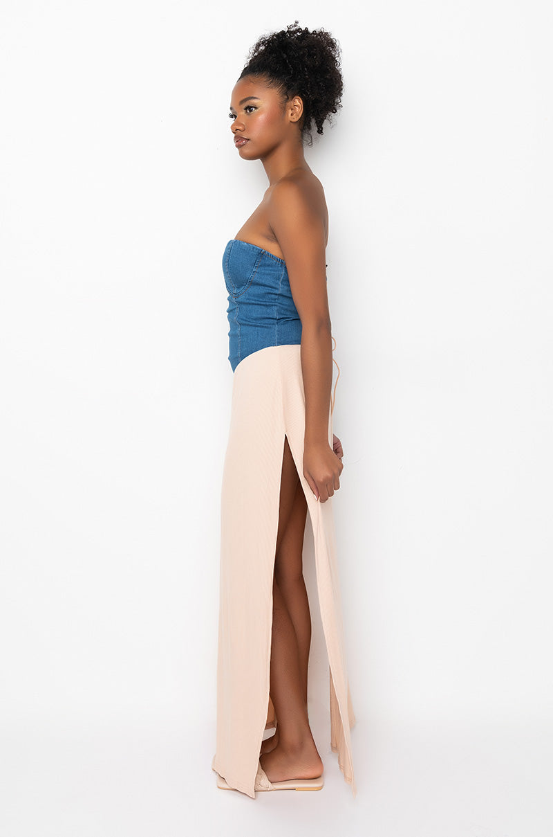 ALL THE FEELS MAXI TUBE DRESS WITH HIGH SLIT
