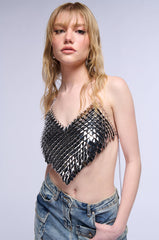 ALL THE GLAMOUR SLEEVELESS CHAIN BRA TOP