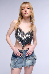 ALL THE GLAMOUR SLEEVELESS CHAIN BRA TOP
