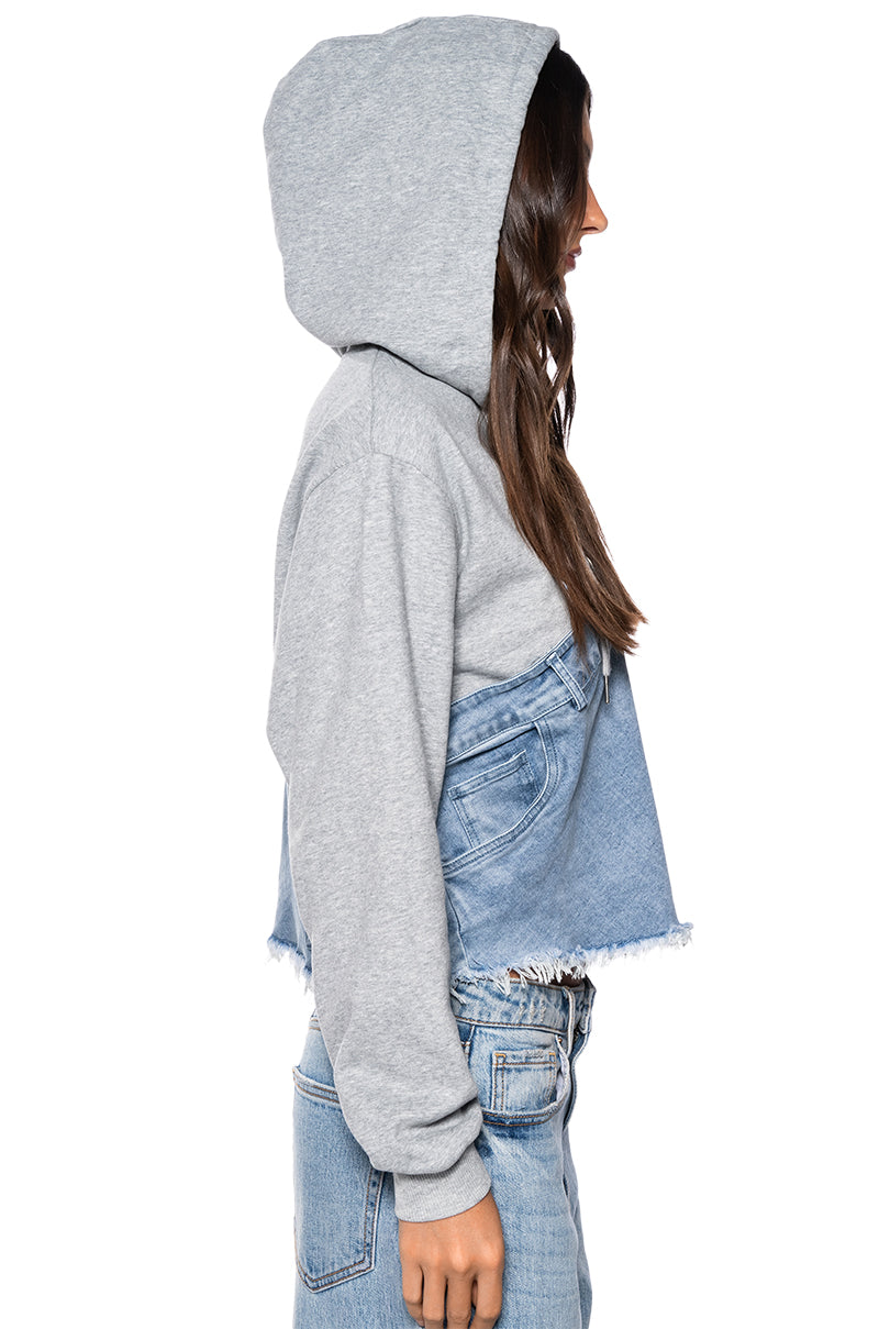ALL THE WAY UP DENIM PULLOVER SWEATSHIRT