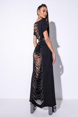 ALL THIS MAXI DRESS WITH DISTRESSED BACK