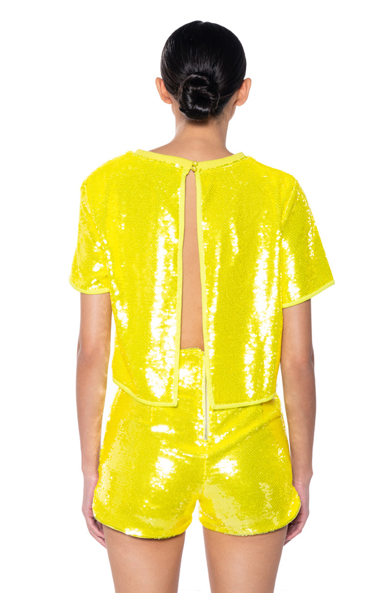 ALL UP IN MY MIND SEQUIN SHORT SLEEVE SHIRT