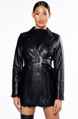 ALL YOU NEED PU BLAZER WITH BELT