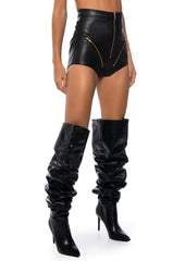 ALL ZIPPED UP FAUX LEATHER MINI SHORT