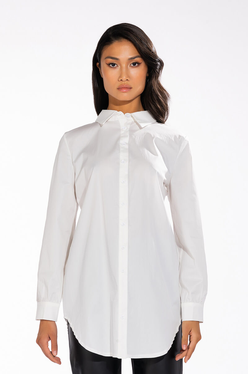 AMANDA OPEN BACK BUTTON DOWN BLOUSE