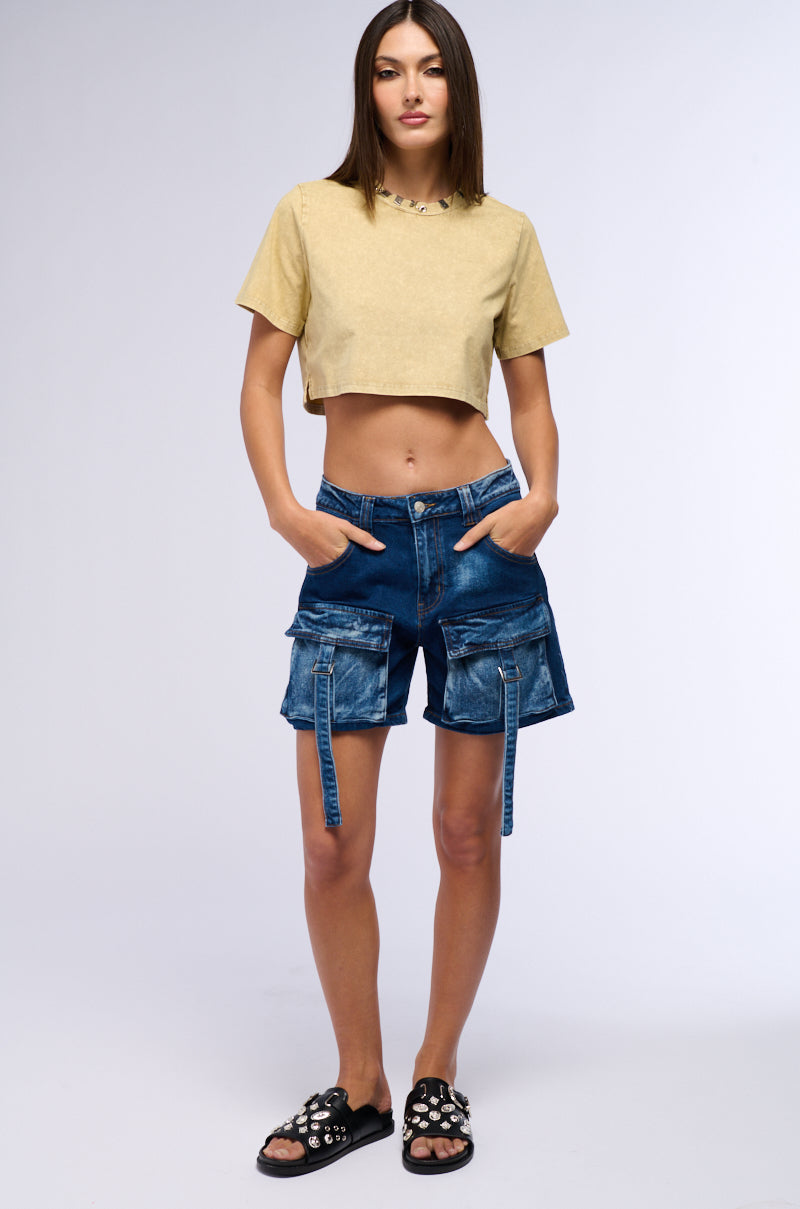 ALONE AGAIN DENIM CARGO SHORT