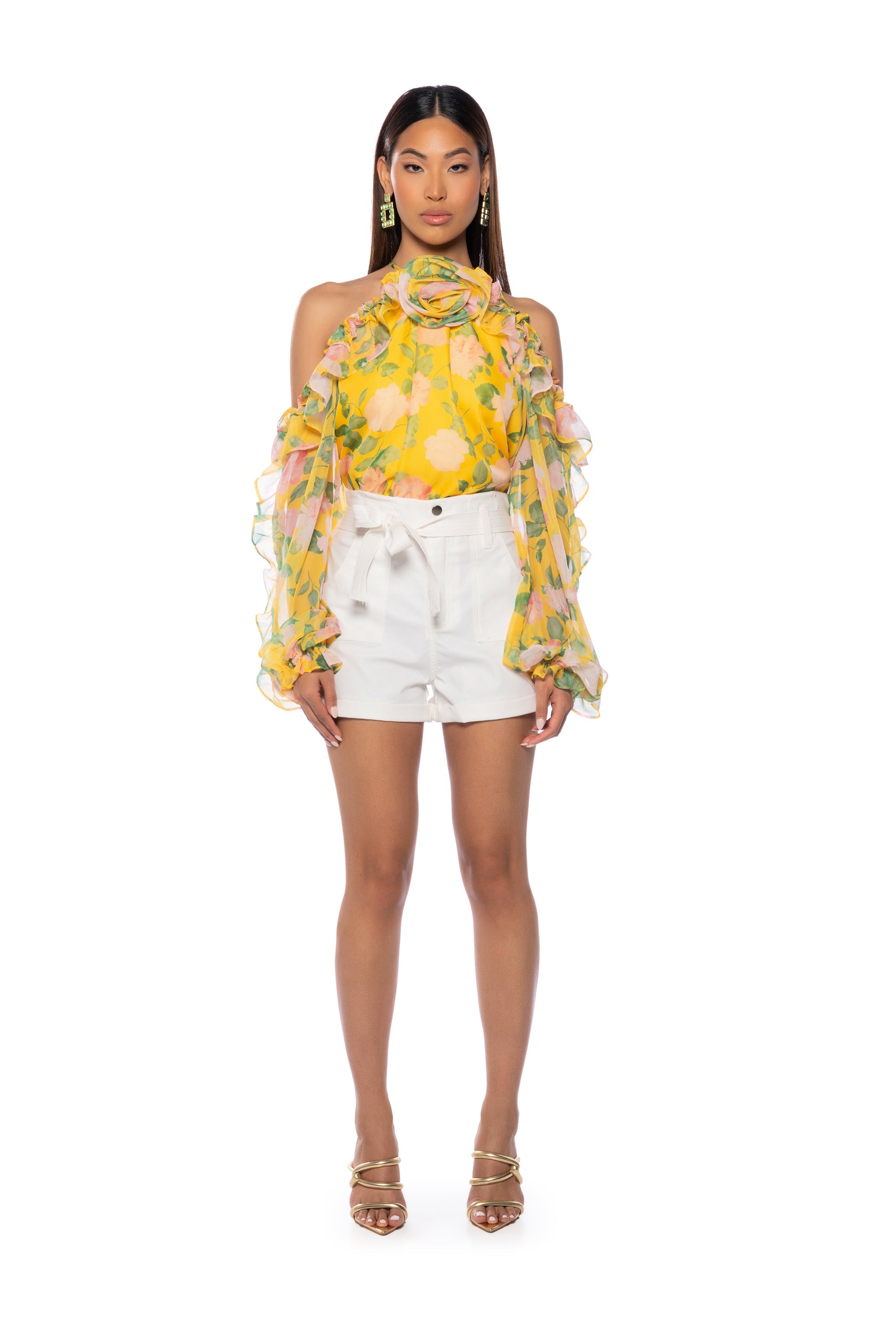 ALPHA HIGH RISE PLEATHER SHORTS IN WHITE