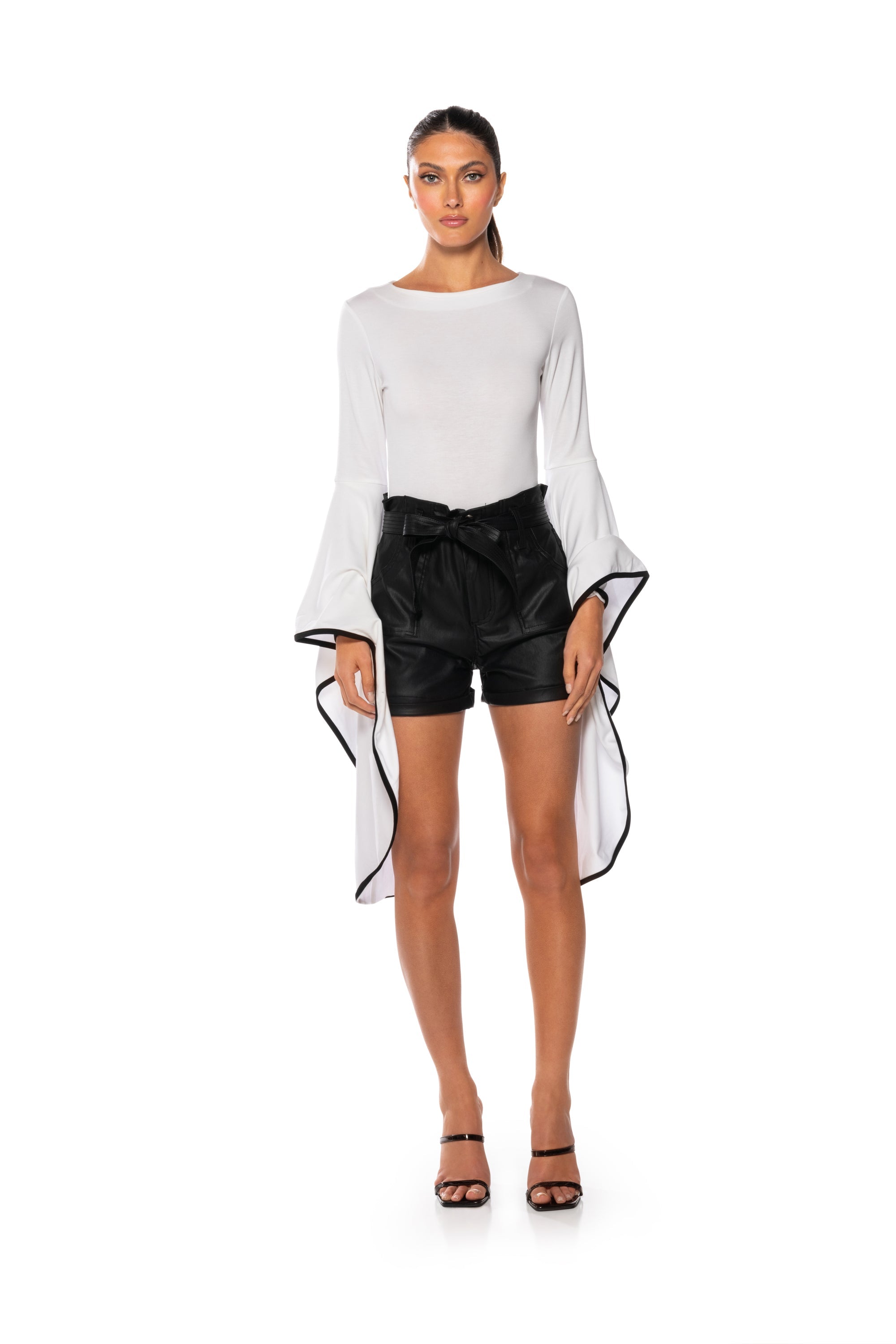 ALPHA HIGH RISE PLEATHER SHORTS