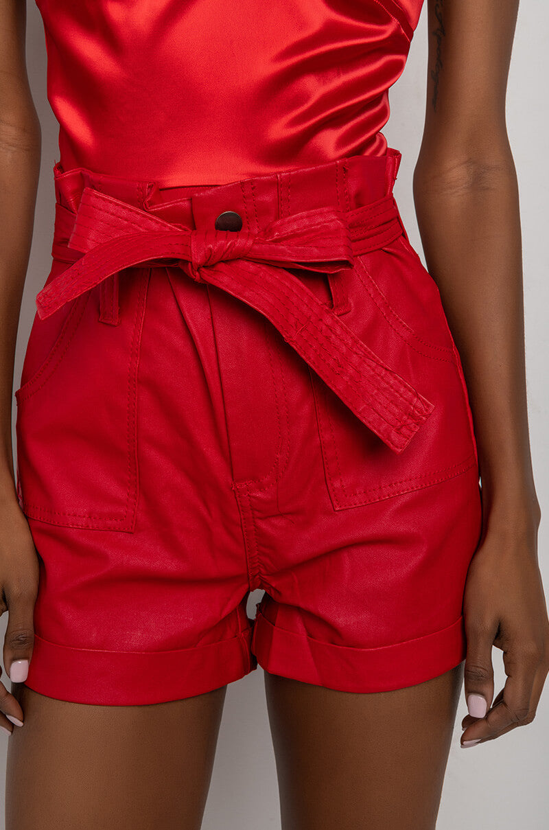 ALPHA HIGH RISE PLEATHER SHORTS