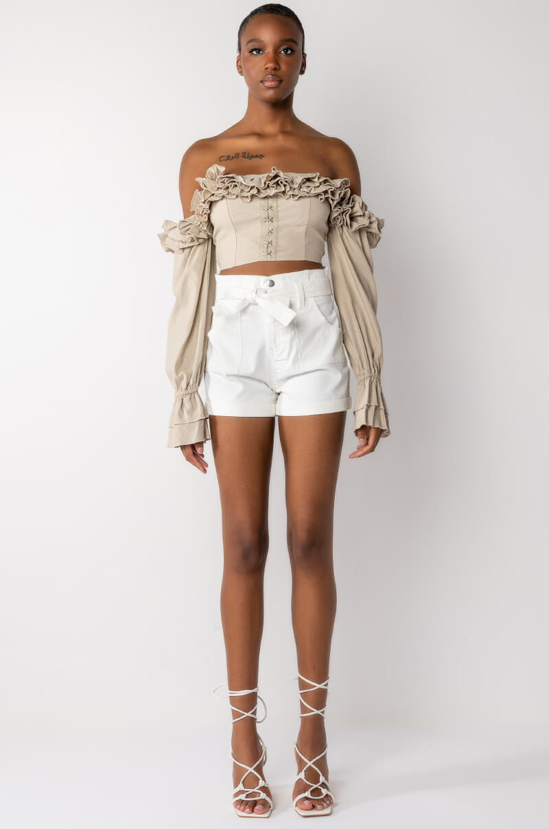 ALPHA HIGH RISE PLEATHER SHORTS