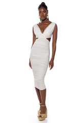 ALWAYS A SLAY THIS WAY LOW V NECK MIDI DRESS