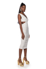 ALWAYS A SLAY THIS WAY LOW V NECK MIDI DRESS