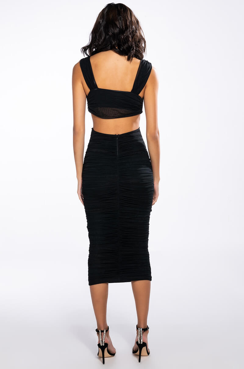 ALWAYS A SLAY THIS WAY LOW V NECK MIDI DRESS