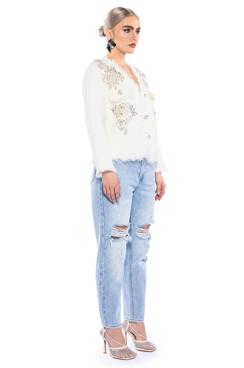 ALWAYS BLING BUTTON FRONT CARDIGAN