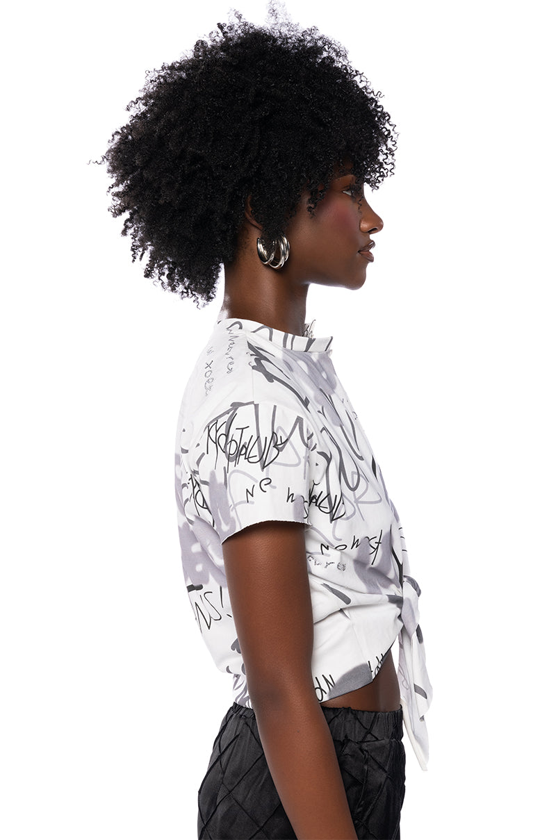 ALWAYS IN STYLE TIE FRONT TSHIRT