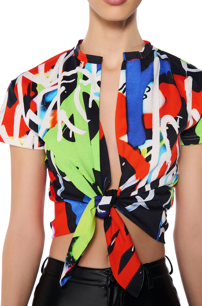 ALWAYS IN STYLE TIE FRONT TSHIRT