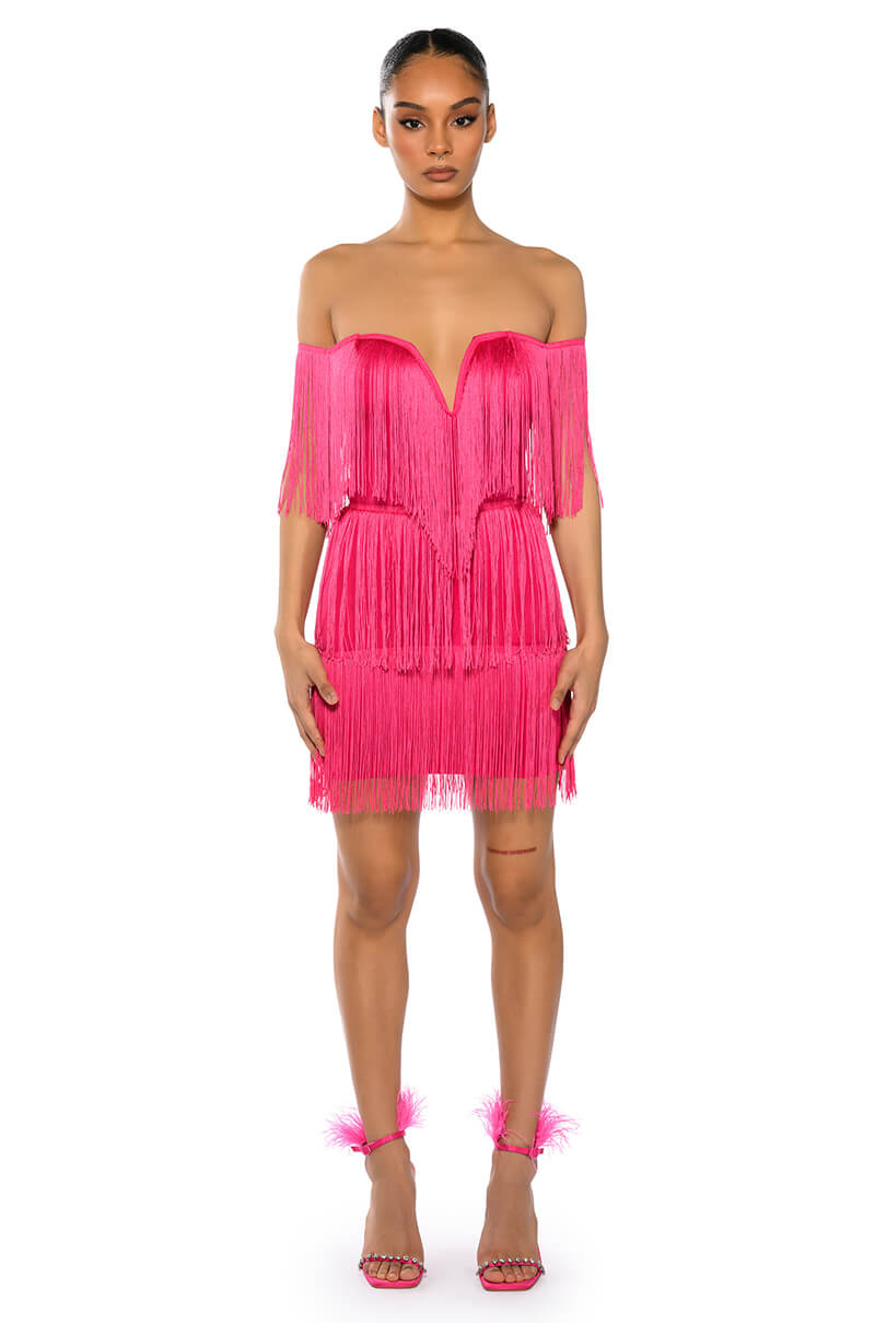 ALWAYS INVOLVED FRINGE MINI DRESS