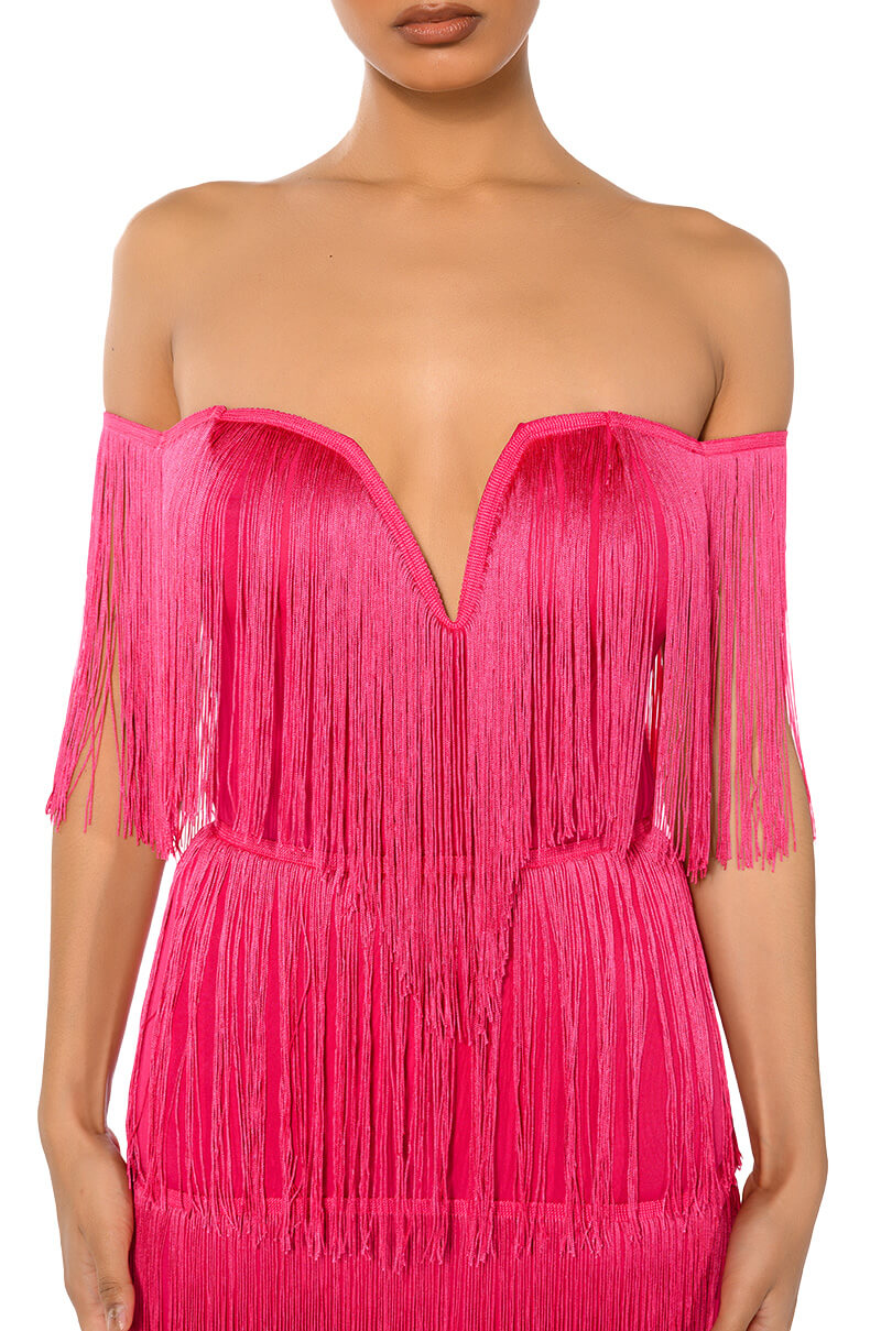 ALWAYS INVOLVED FRINGE MINI DRESS