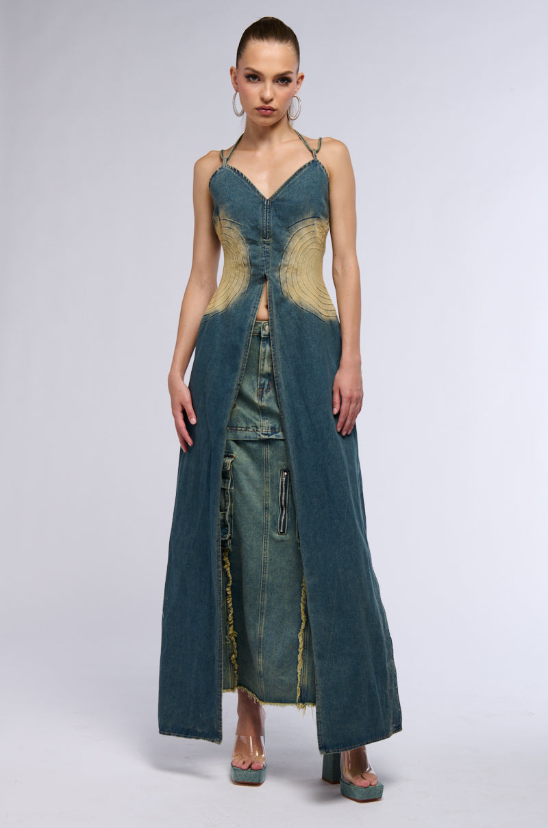 ALWAYS ON MY MIND LONG DENIM TOP