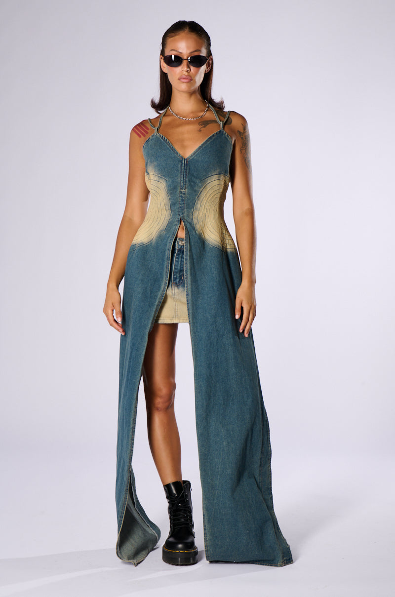 ALWAYS ON MY MIND LONG DENIM TOP