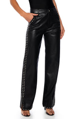 ALWAYS ON TIME FAUX LEATHER WIDE LEG PANT
