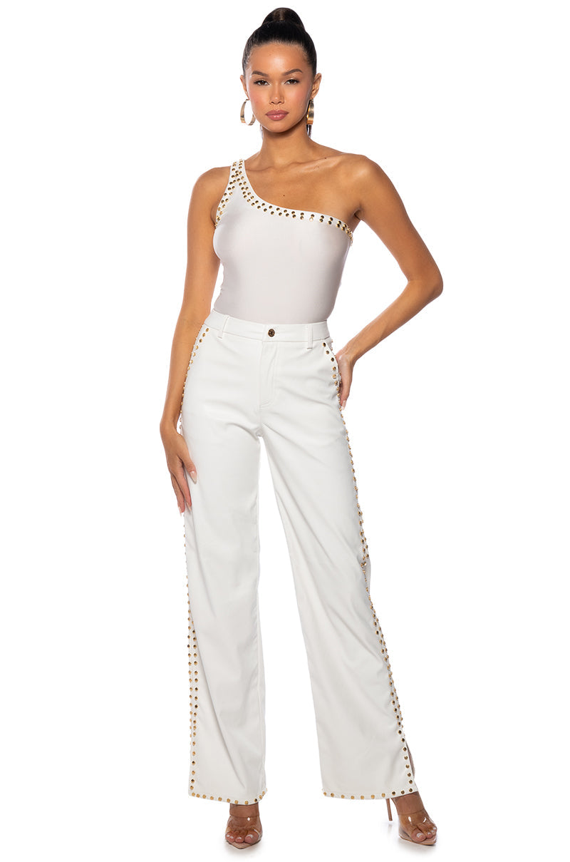 ALWAYS ON TIME FAUX LEATHER WIDE LEG PANT