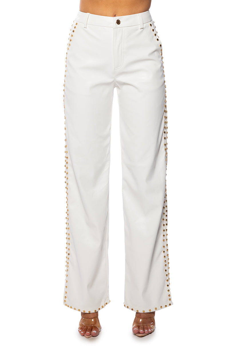 ALWAYS ON TIME FAUX LEATHER WIDE LEG PANT