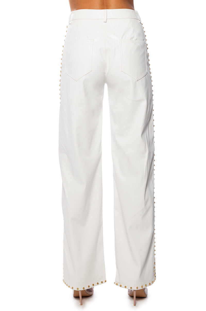 ALWAYS ON TIME FAUX LEATHER WIDE LEG PANT