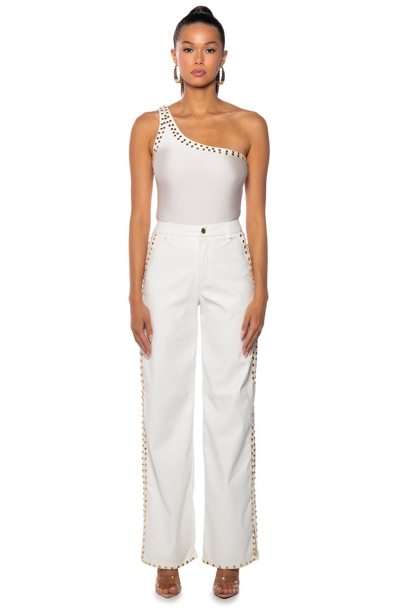 ALWAYS ON TIME FAUX LEATHER WIDE LEG PANT