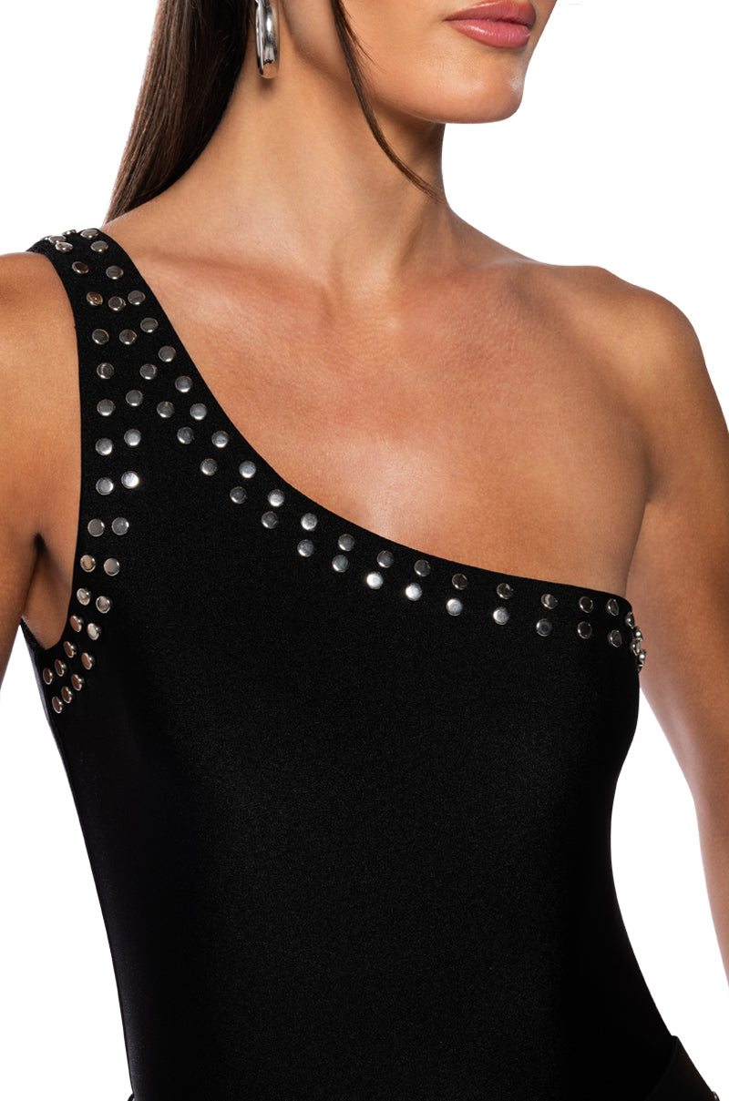 ALWAYS ON TIME ONE SHOULDER SLINKY BODYSUIT