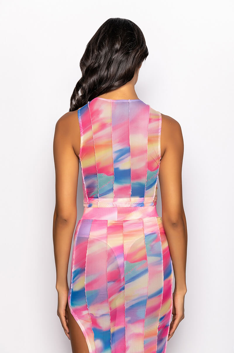 ALWAYS THE BRIGHT LIGHT MESH CROP TOP