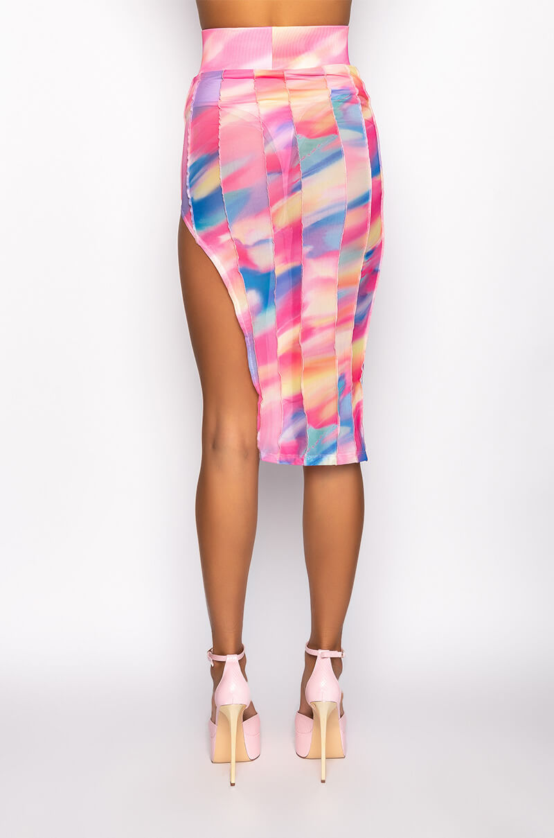 ALWAYS THE BRIGHT LIGHT MESH MIDI SKIRT