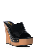 AMANDA SLIP ON PATENT SANDAL IN BLACK
