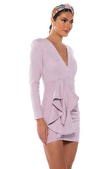 AMARA FAUX SUEDE LONG SLEEVE MINI DRESS
