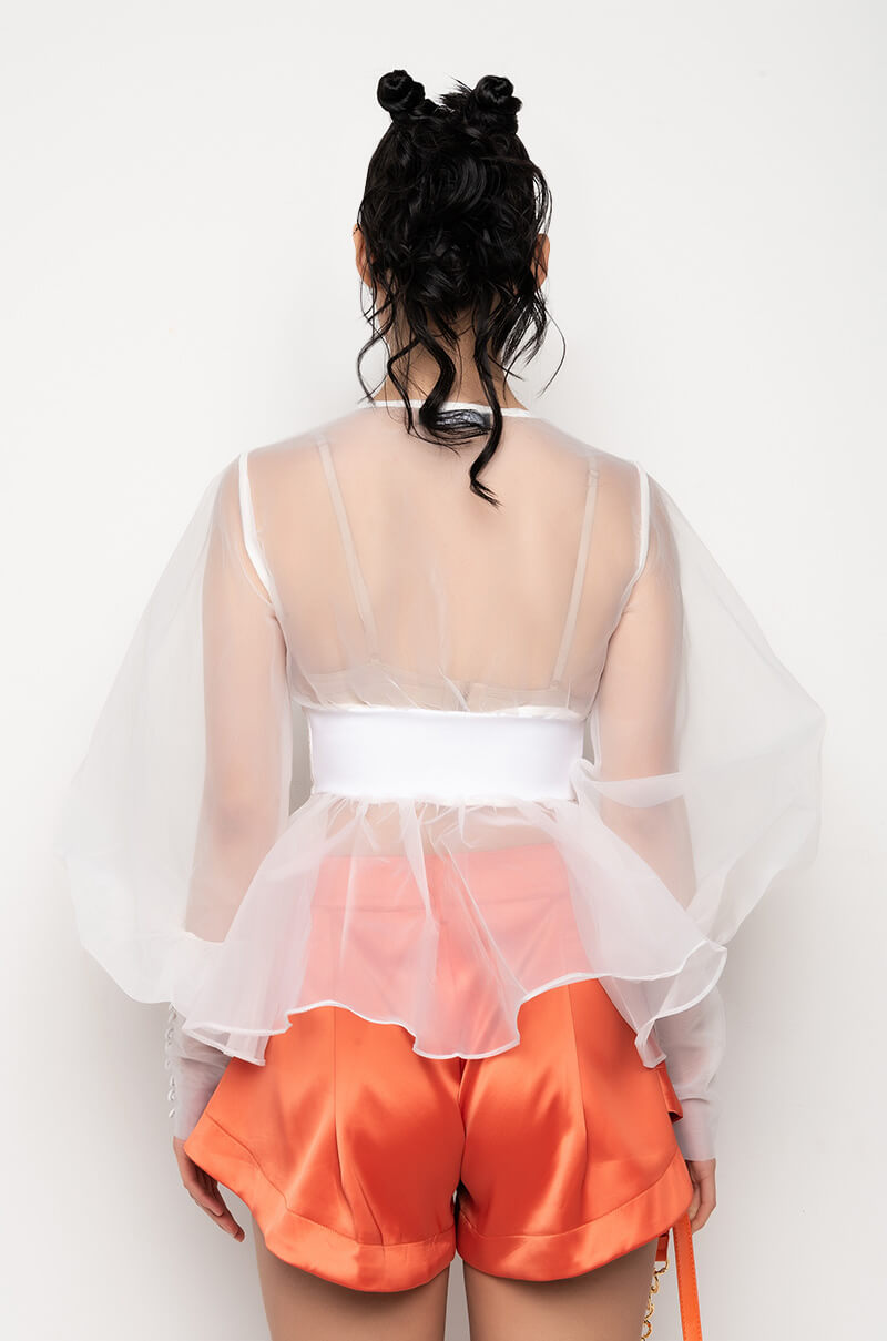AMBROSIA PEPLUM ORGANZA BLOUSE