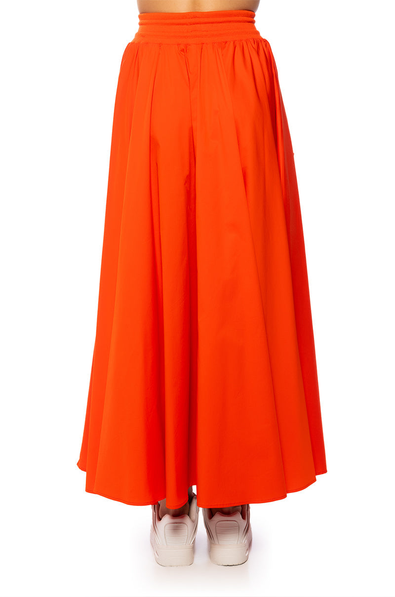 AMELIA CARGO POCKET MAXI SKIRT IN RED