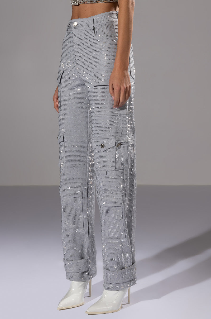 AMMO BONNE SOIREE RHINESTONE CARGO PANTS