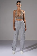AMMO BONNE SOIREE RHINESTONE CARGO PANTS