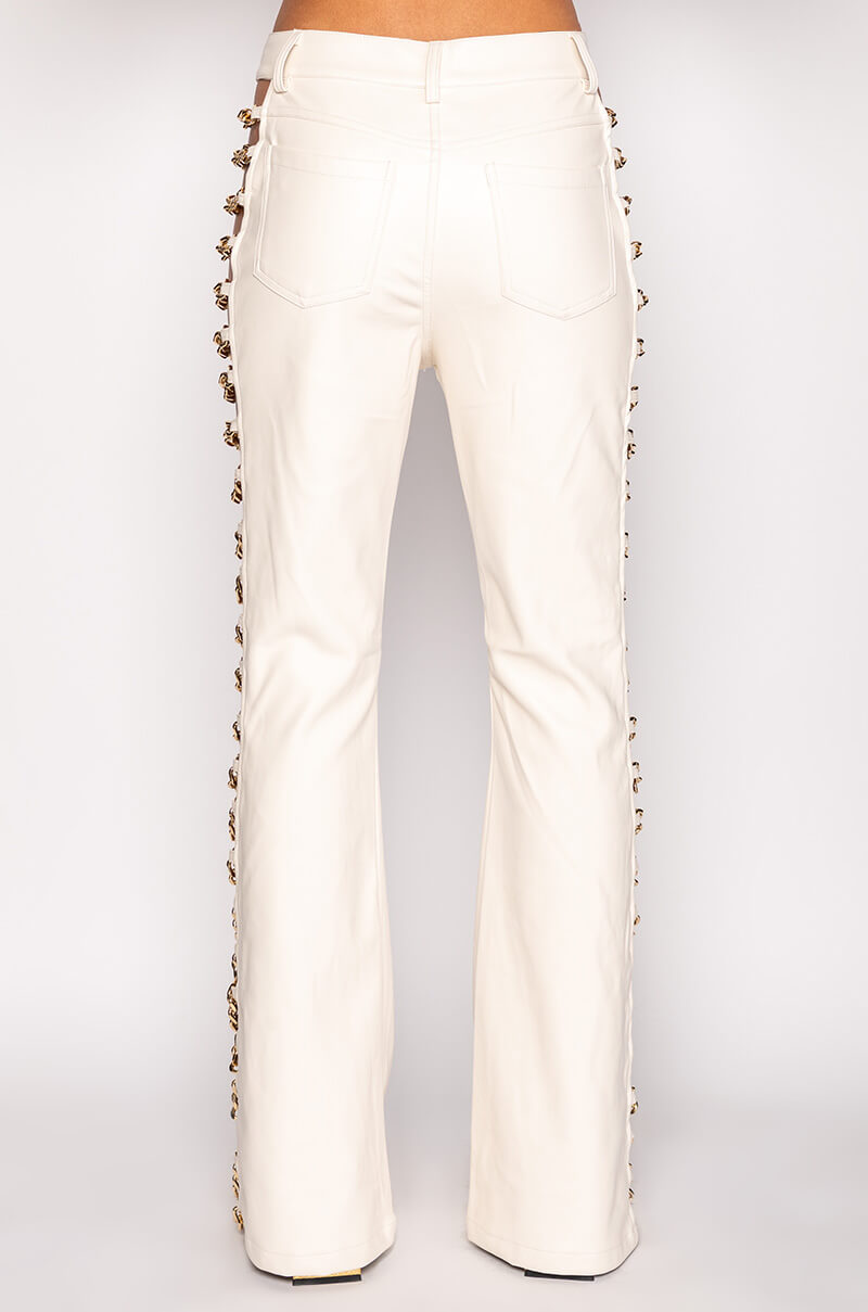 AMMO X AKIRA FAUX LEATHER SIDE CHAIN PANT